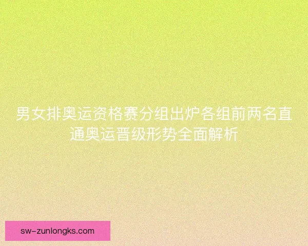 男女排奥运资格赛分组出炉各组前两名直通奥运晋级形势全面解析